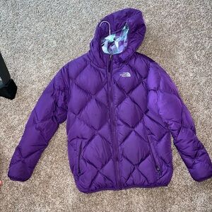 Purple NorthFace 550 Reversible 550 Puffer Coat